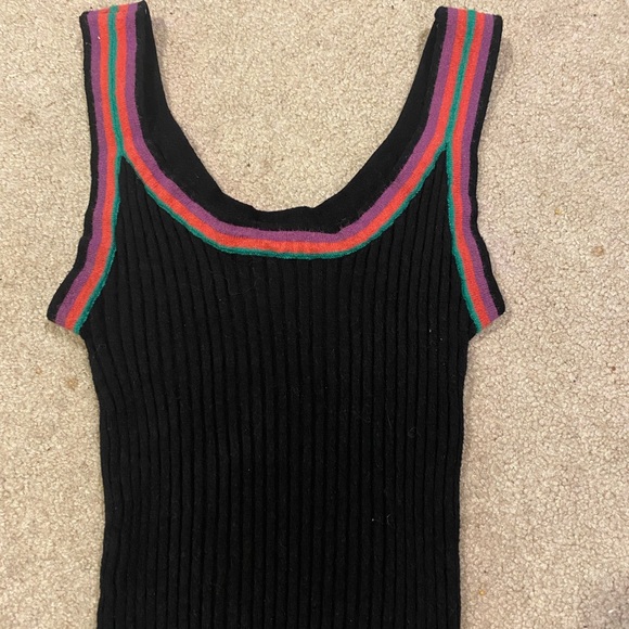 RETRO NEON ON BLACK KNITED CROP TANK - Picture 4 of 4